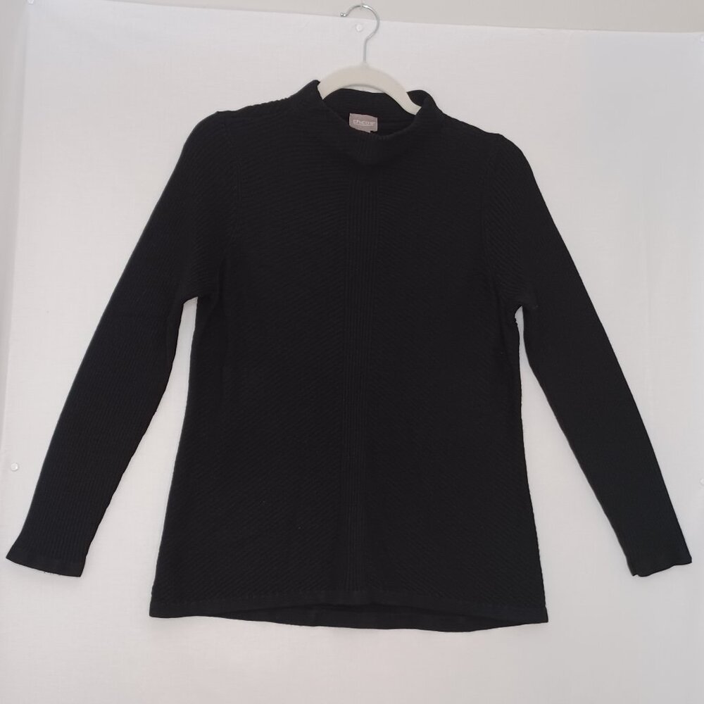Women's Chico Black Ribbed‎ Design Sweater Size 1 (M/8)